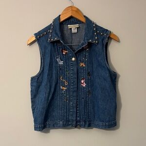 Coldwater Creek Blue Denim Vest with Embroidery
